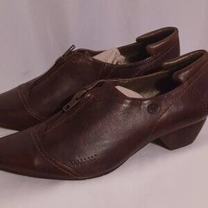 Josef Seibel Granny Pilgrim Heel Brown Leather Zip Comfort Shoe 37 / 6.5